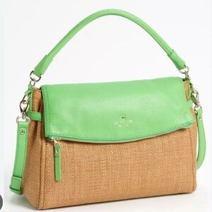 Kate Spade Little Minka Cobble Hill Straw Handbag in Shamrock Green and Natural